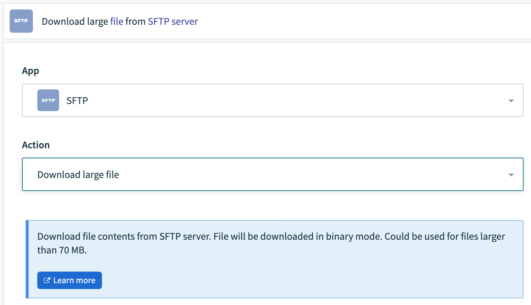 SFTP Connector Screen