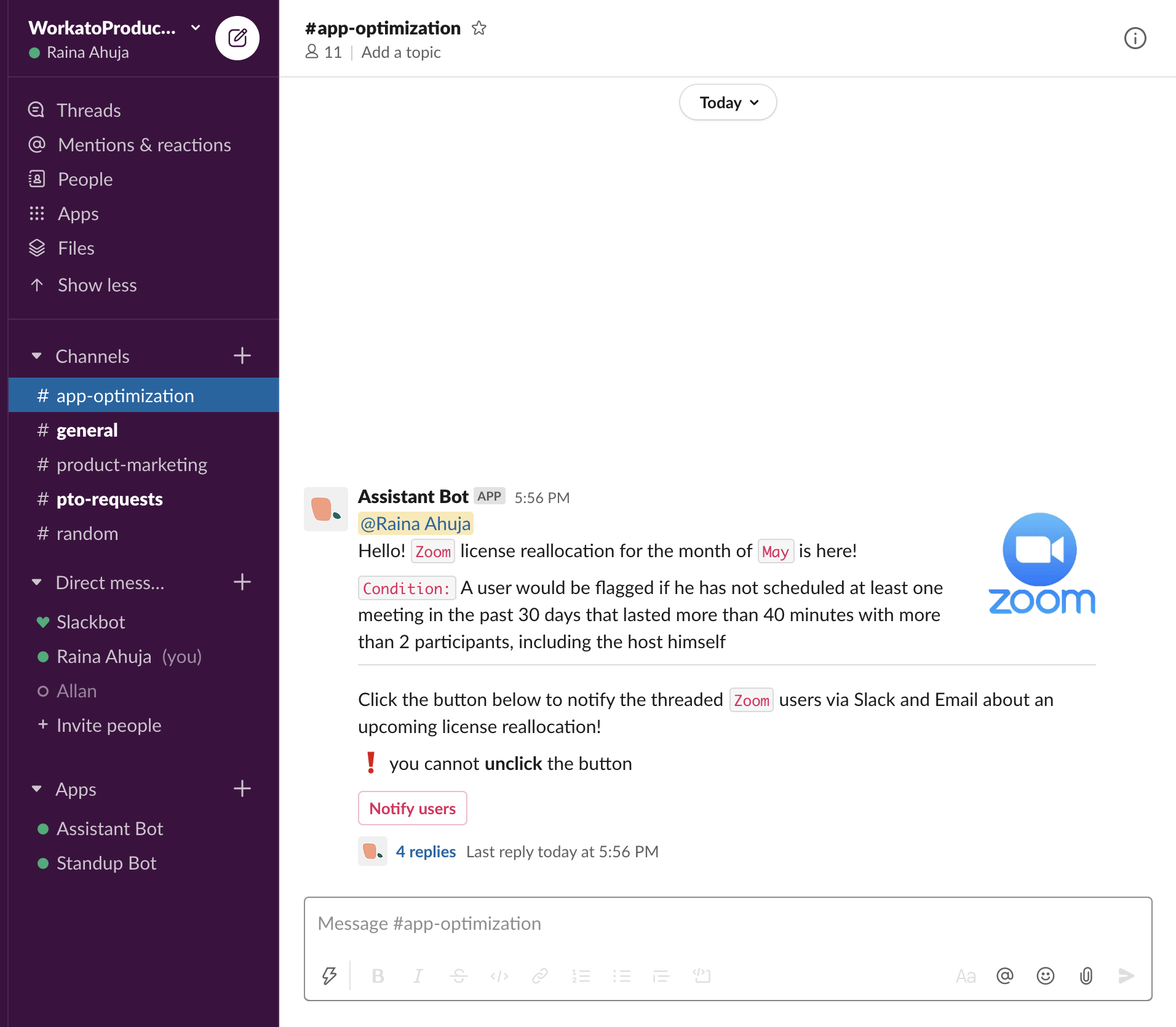 Assistant Bot automates Slack conversations