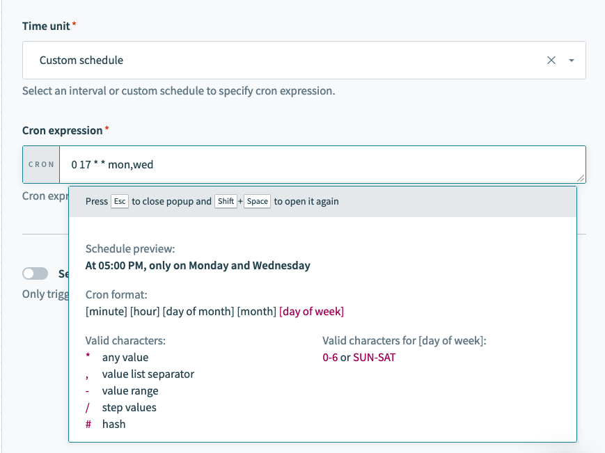 CRON expressions in Workato