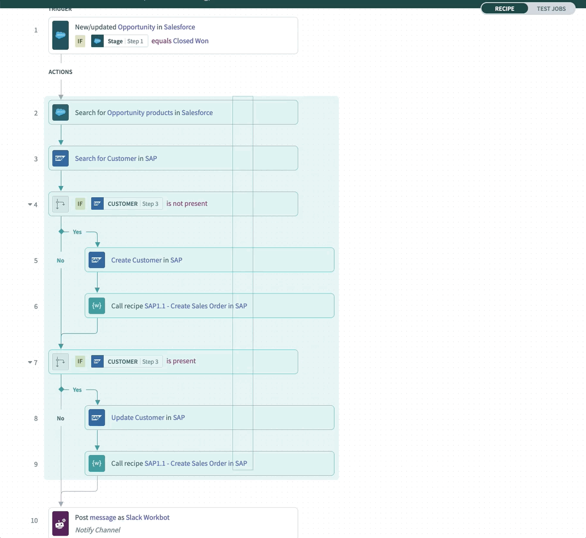 Easily move multiple steps from one section to another