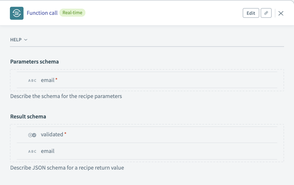 defining a simple input and output with recipe function