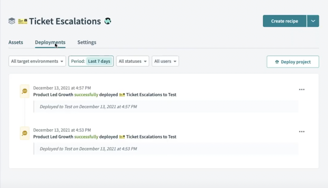 Deploying project across environments