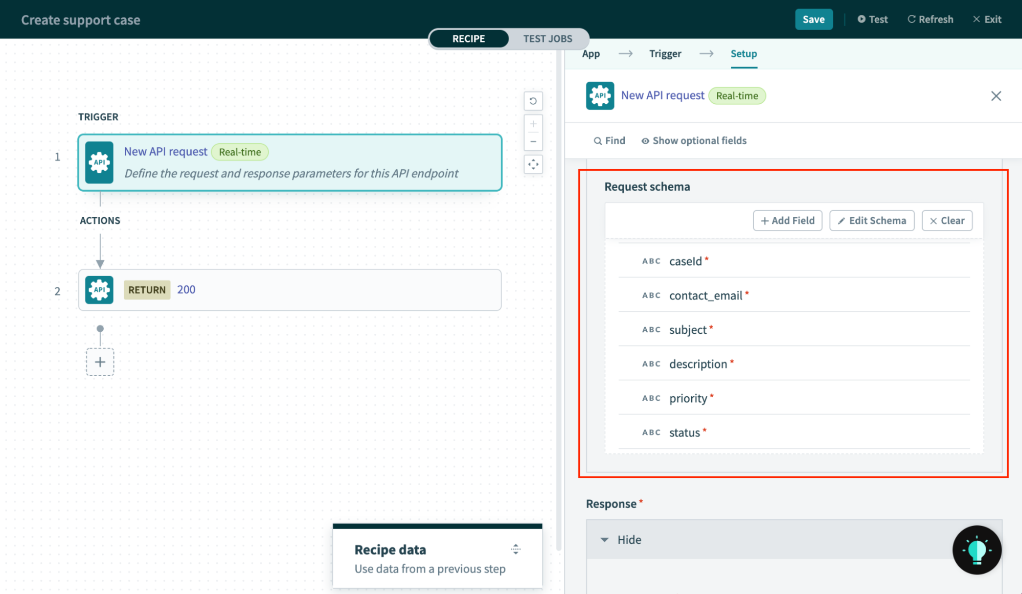 Request and response schema created