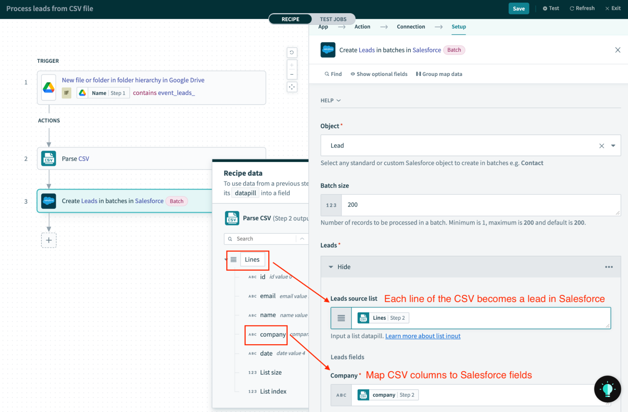 Upload leads in bulk to Salesforce