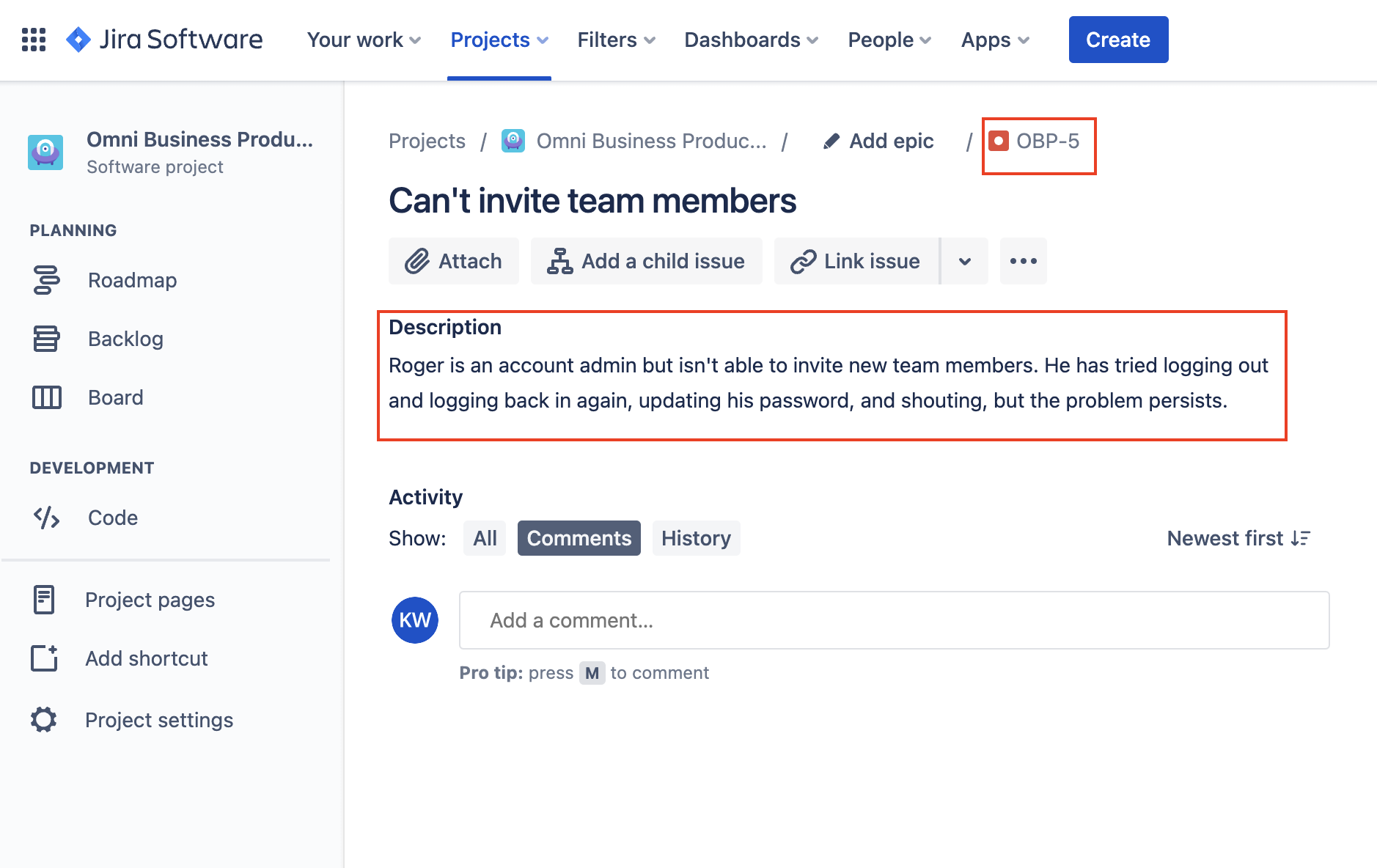 Updated issue in jira