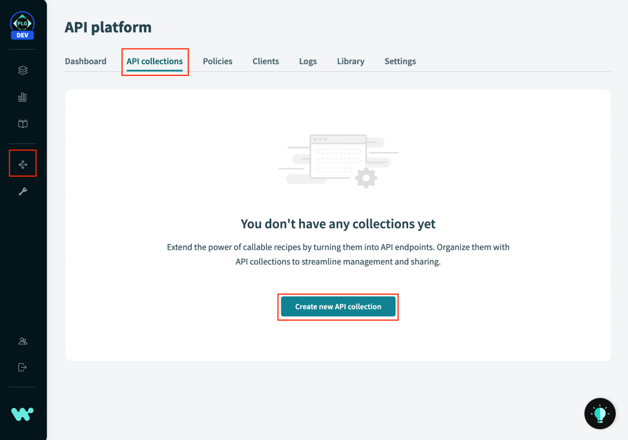 Create new API collection in Workato