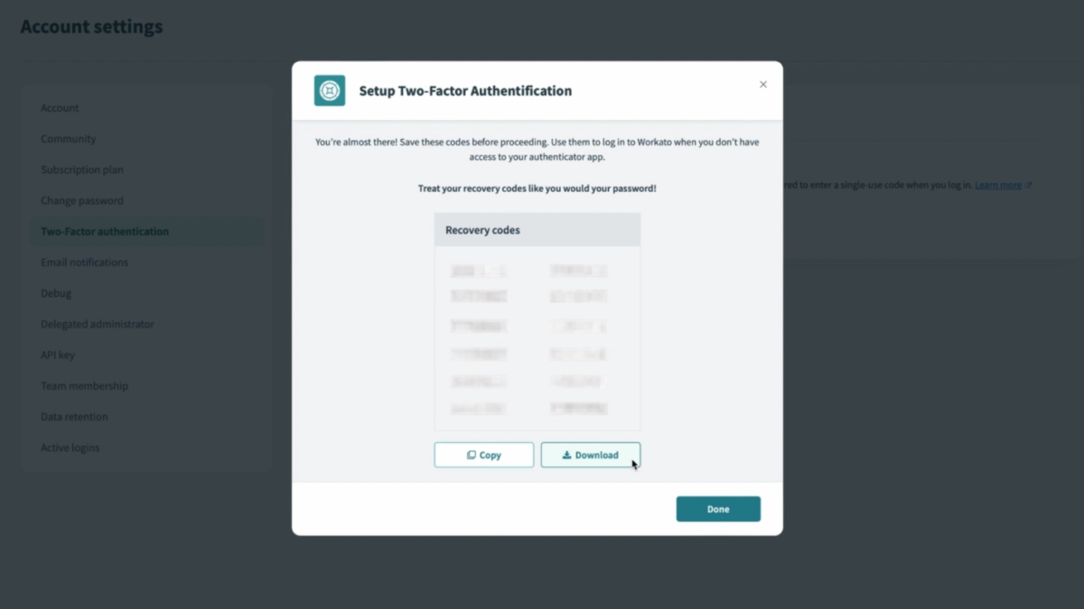 How to set up 2FA in Workato — Workato for Admins