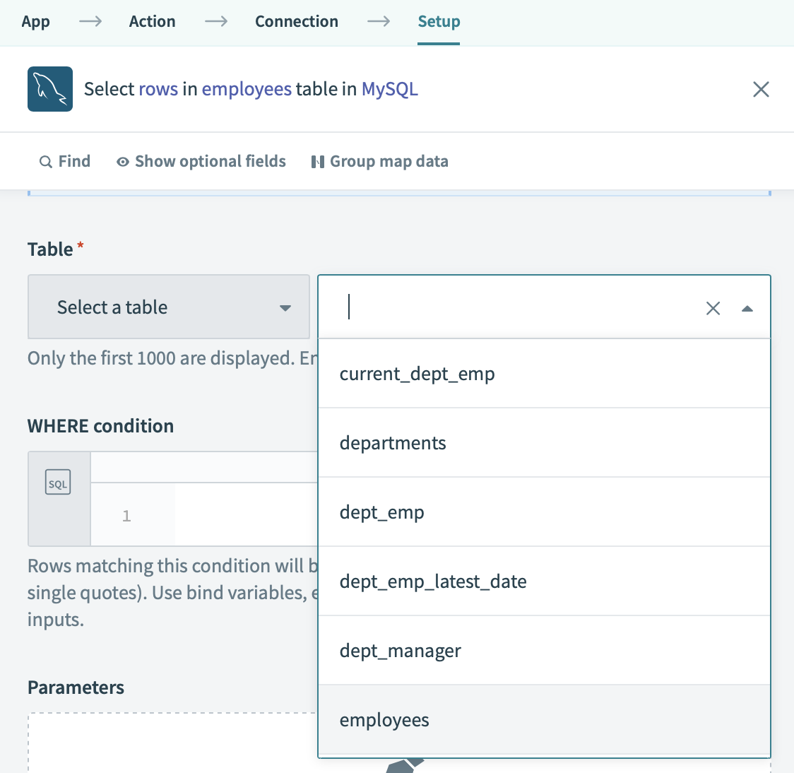 Populated database