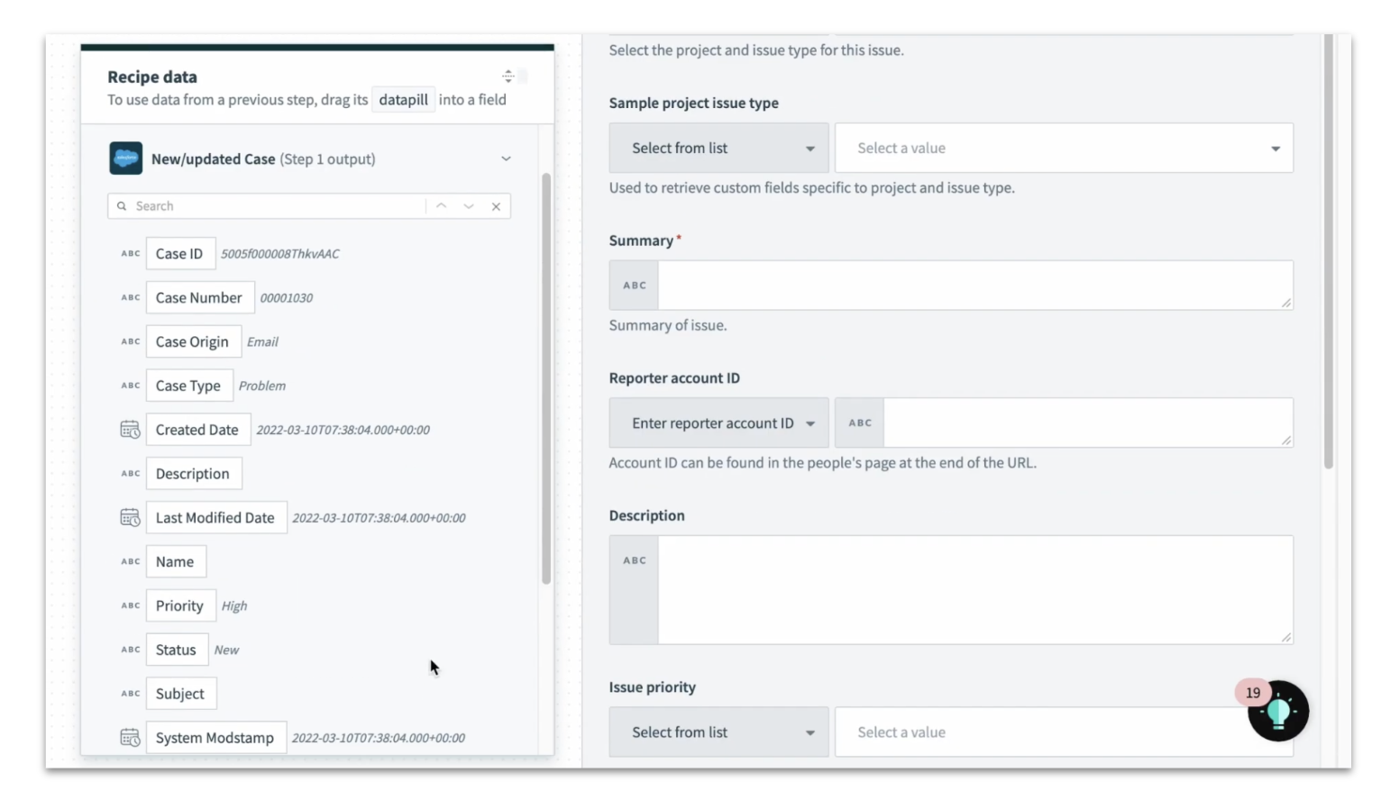 recipe editor data mapping