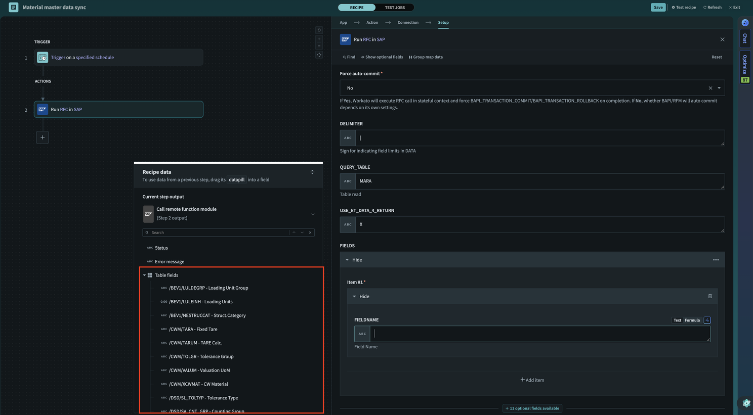 Workato Datatable Image Unlocking SAP Table Data: Streamlined Extraction via the RFC Connector ...