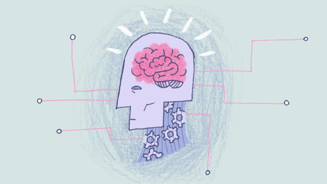 A half person, half robot adult