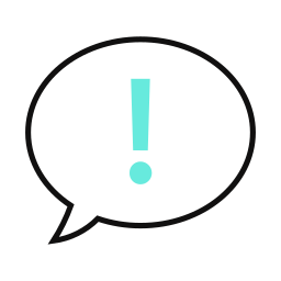 An icon of a message with an exclamation point inside